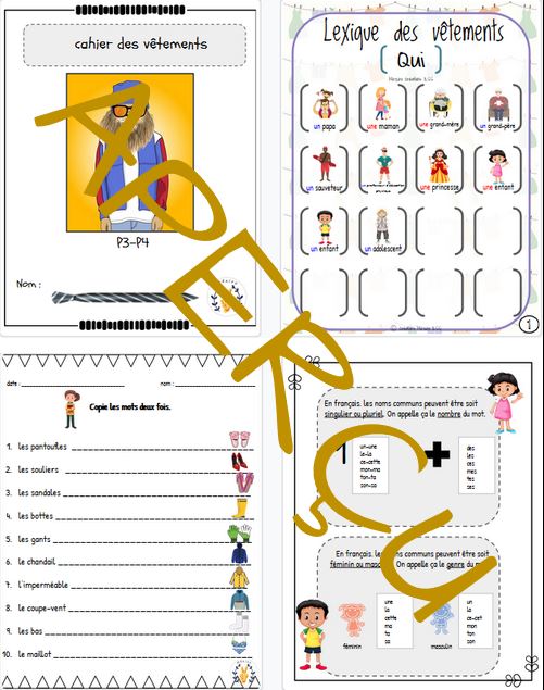 Cahier d'activités complet - intermédiaire - Vêtements
