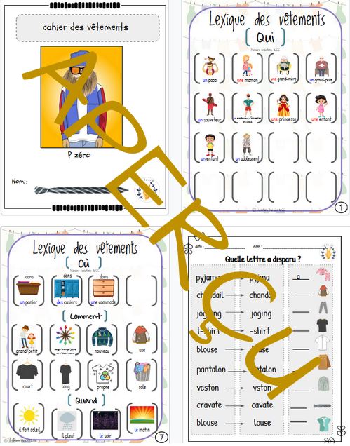 Cahier d'activités - Palier 0 - Vêtements